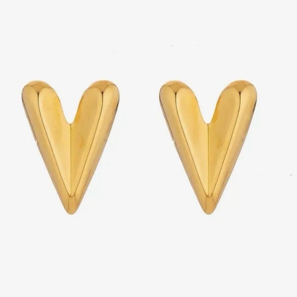 Gold Minimalist Heart Earrings (7027)